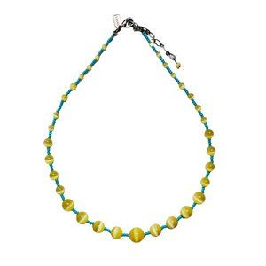 Rachel Yellow Cat Eye & Turquoise Bead Necklace